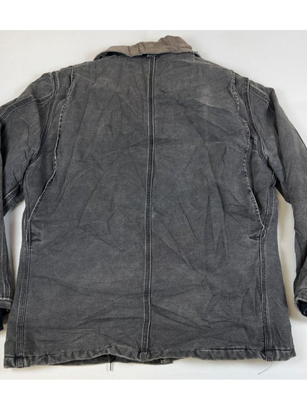 Carhartt Men Black Duck Canvas Quilted Lined Work Jacket Corduroy Collar CQ 185 - Picture 2 of 10